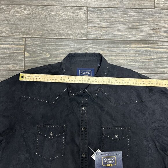 NWT Classic Western Shirt Women's Plus Size 1X Black Pearl Snap Rodeo Faux Suede - Picture 14 of 16